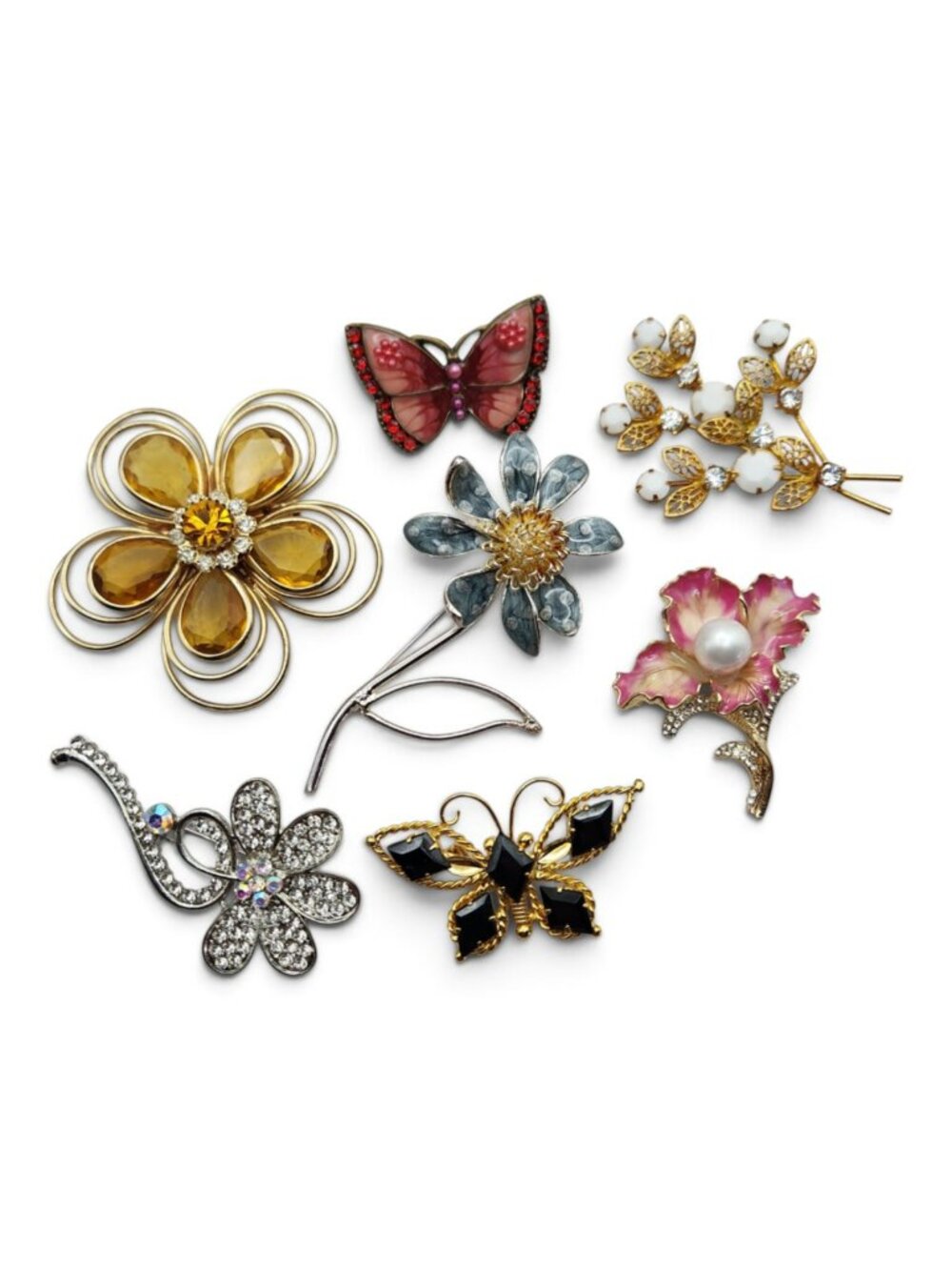 Vintage & Modern Floral & Butterfly Brooch Collection